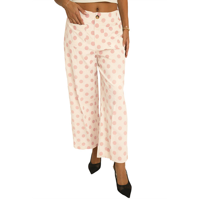 Stylish And Playful Polka-dot Print Slimming Casual Pants For Women