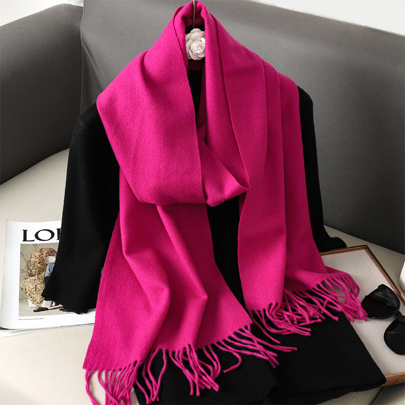 Solid Color Maillard Scarf Cashmere-like Women Warm Shawl