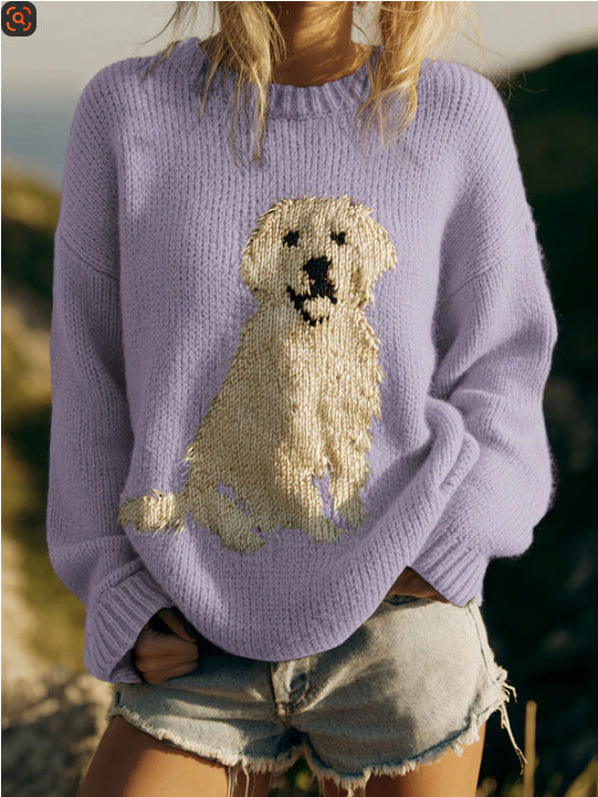 Casual Crew-neck Faux Sweater Loose-fit Knit Top