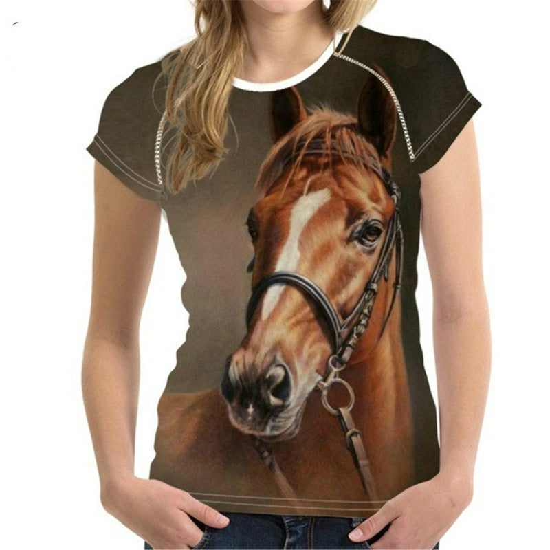 Urban Leisure Pullover Round Neck Digital Printing Short-sleeved Casual T-shirt