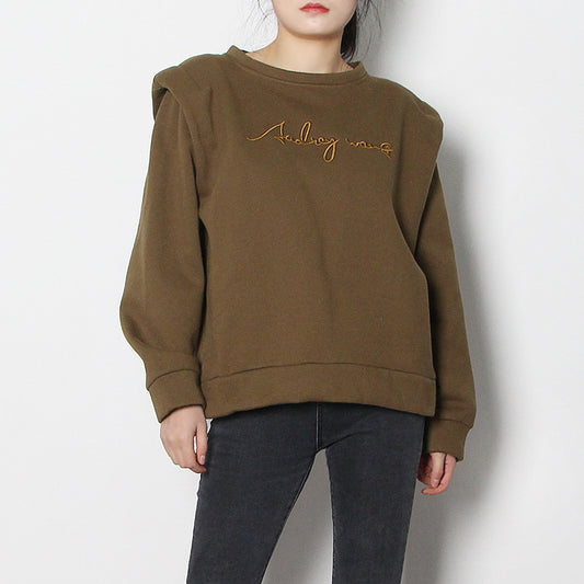 Short Padded Shoulder Loose Sweater Women