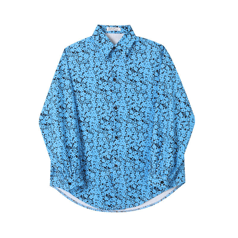 Ins Wind Net Red Dazzling Color Printing Long-sleeved Casual Shirt Men