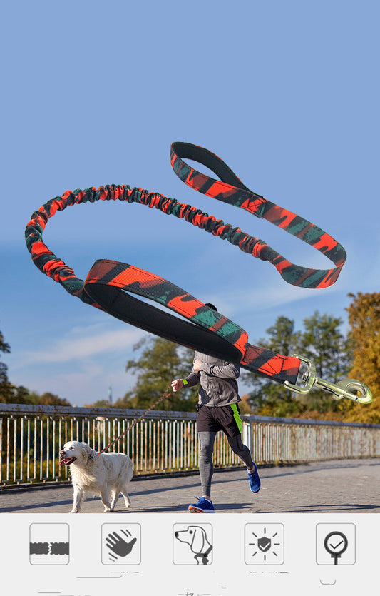 Camouflage Elastic Traction Leash Dog Pull Rope Outdoor