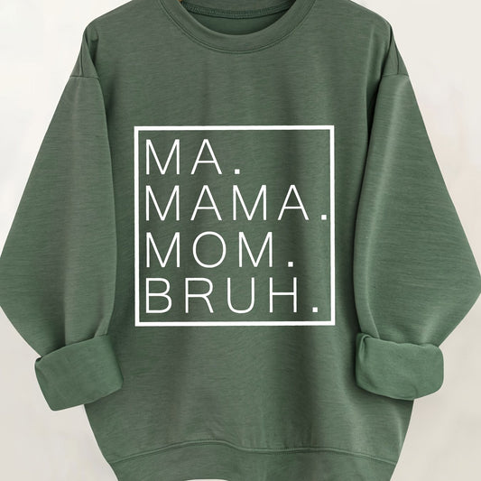 Sweatshirt med Bogstavprint, Casual Lange Ærmer, Rund Hals