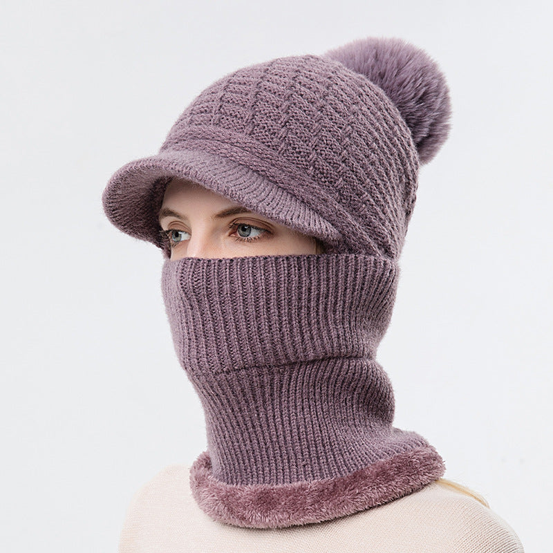 Women's Plush Thickened Warm Knitted Hat Ear Shield