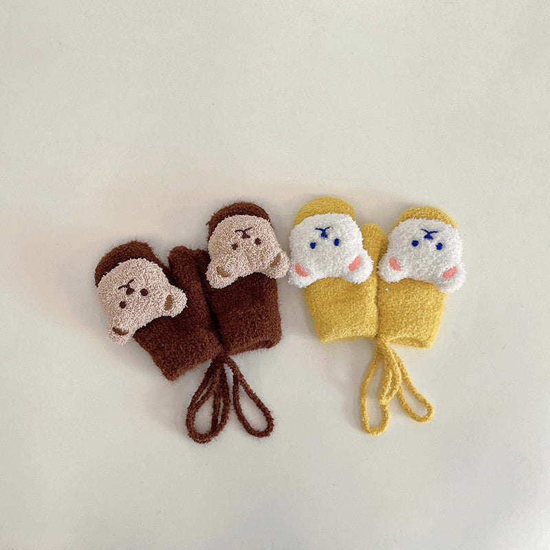 Children's Plush Warm Plus Velvet Gloves