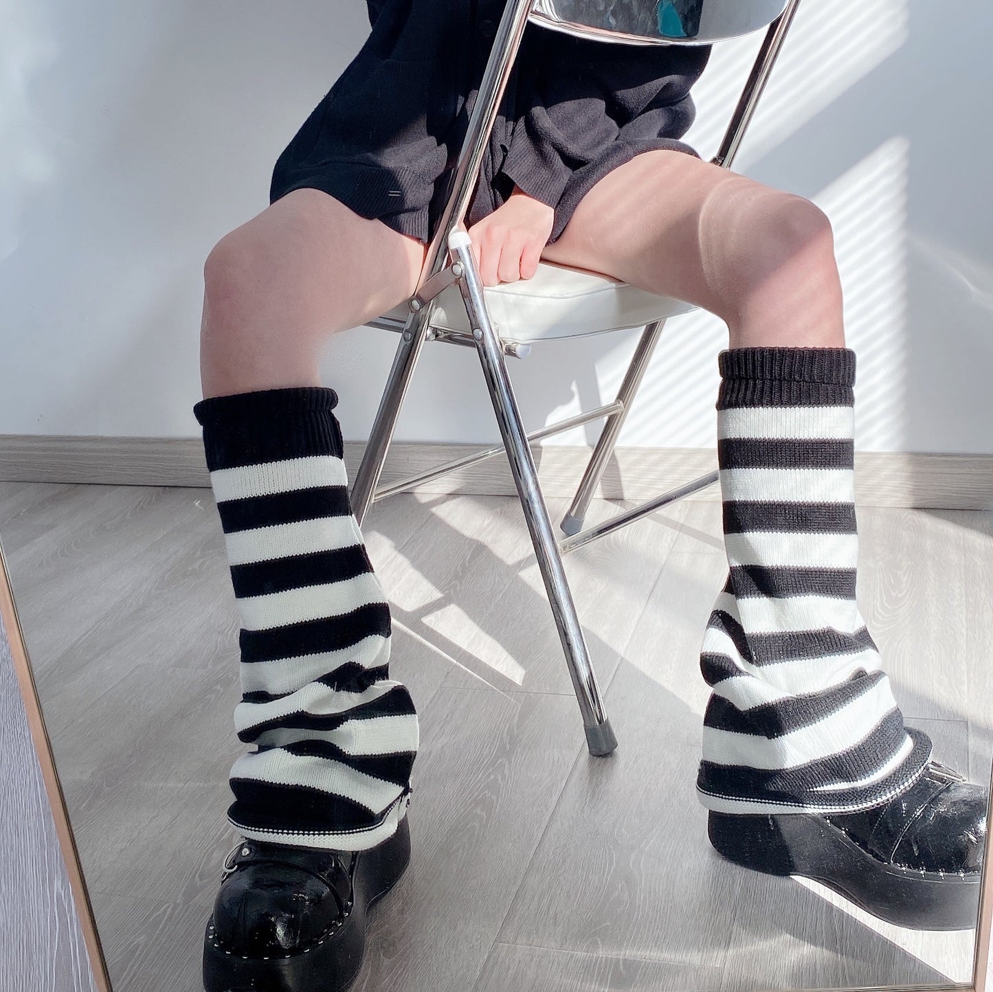 Vintage Striped British Style Flared Wide Leg Socks