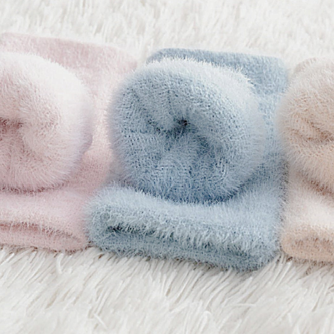 Autumn And Winter Mink Velvet Solid Color Half Gloves Fleece-lined