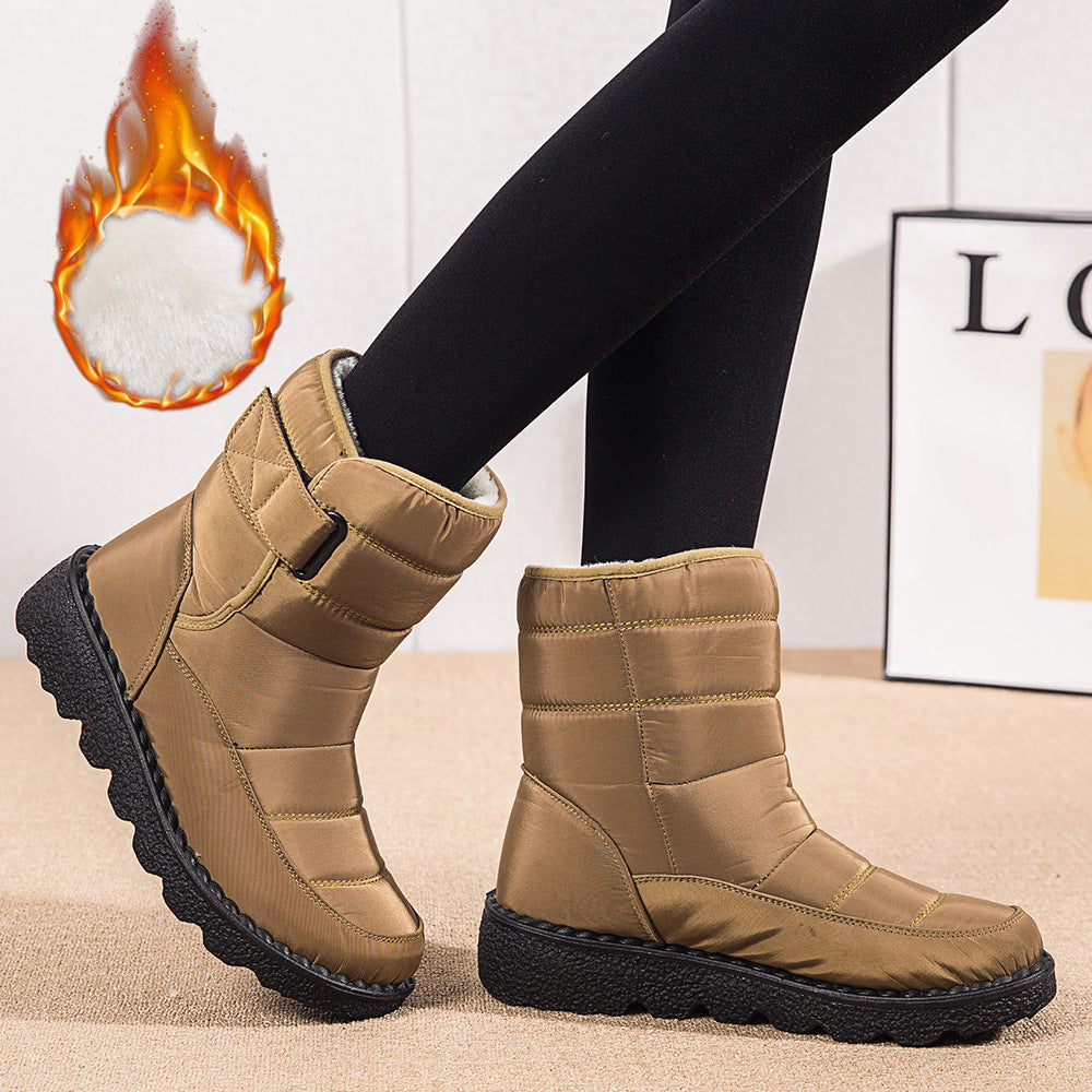 Winter Fabric Casual Cotton Shoes Mid-tube Artificial Wool Plus Velvet Thick Snow Boots