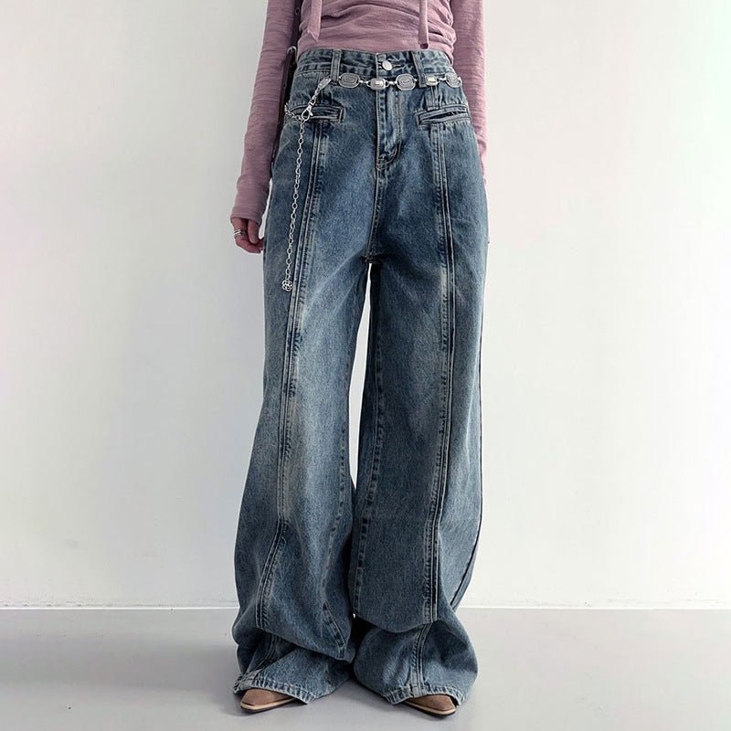 Amerikansk Stil Trend Street Shooting Kvindetøj Slidte Jeans