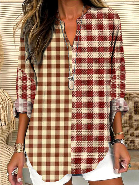 Womens Fashionable Loose Shirt With 3D Floral Print And V-Neck