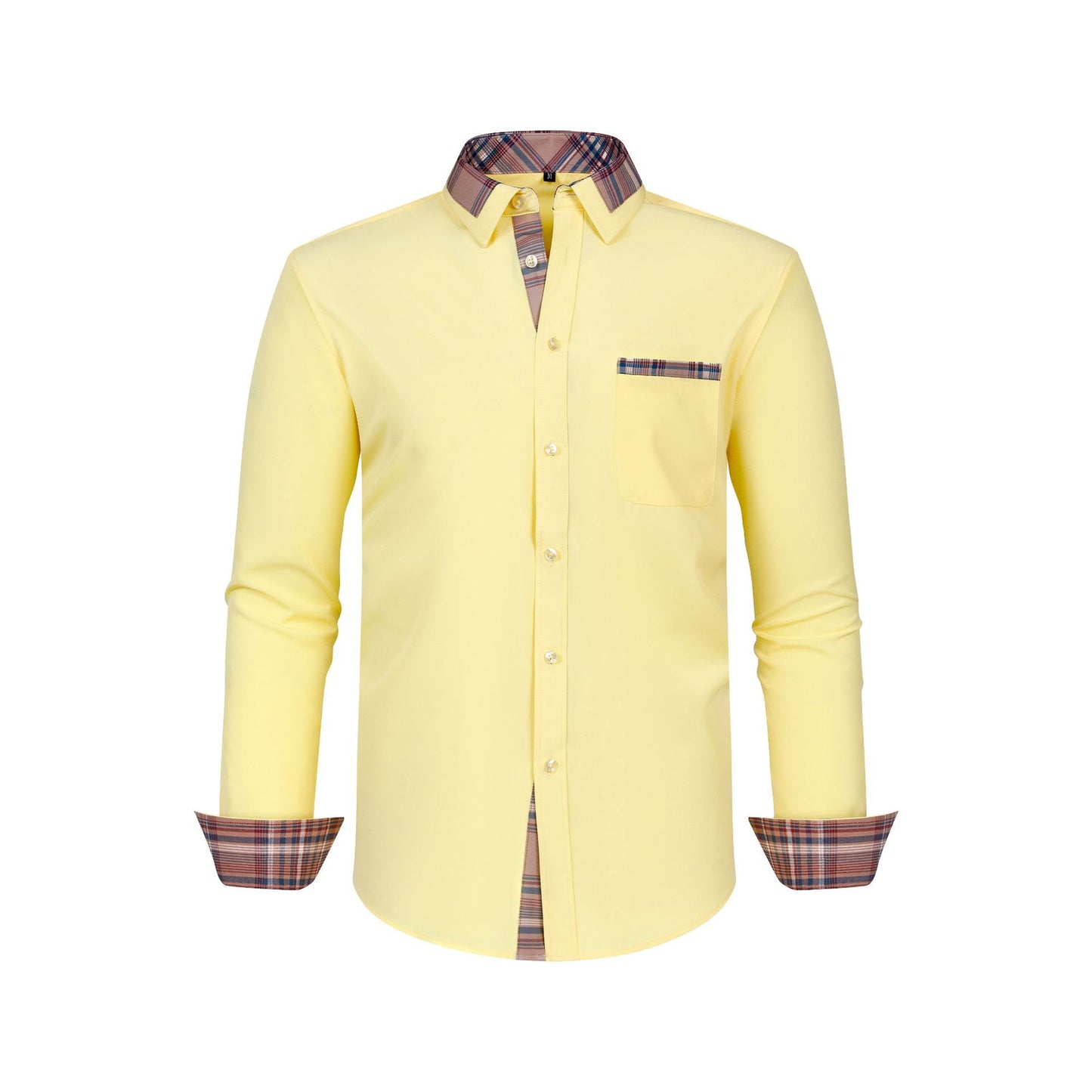 Mens Long-sleeve Shirt With A Patchwork Floral Collar