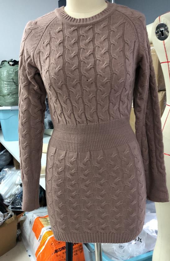 FallWinter Crew-Neck Long-Sleeve Bodycon Sweater Dress
