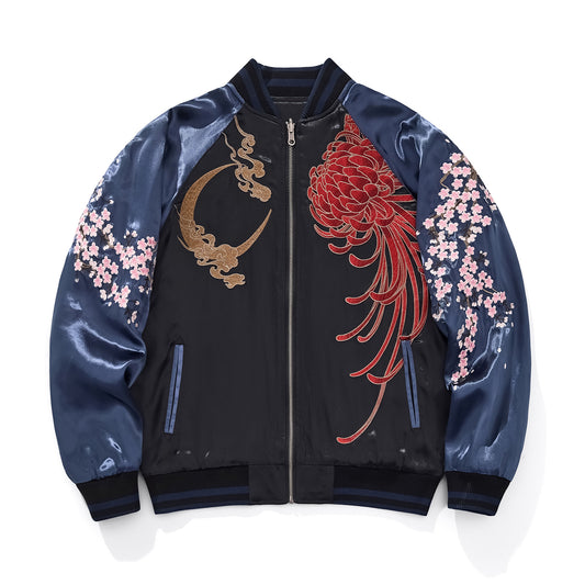 Heavy Duty National Style Kylin Beast Embroidered Baseball Jacket