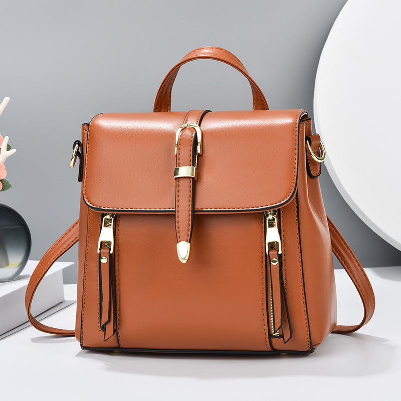 Women's Fashionable All-match Leather Lightweight Western Style Backpack