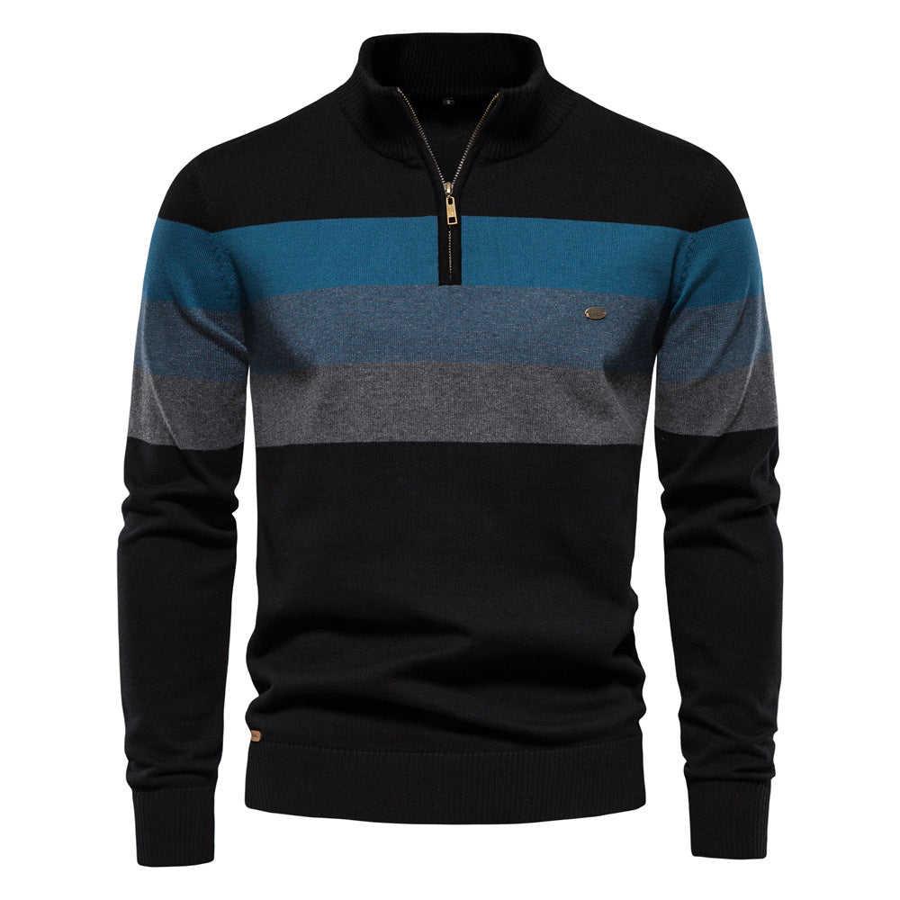 Europe And America's New Men's Chest Stand Collar Sweater