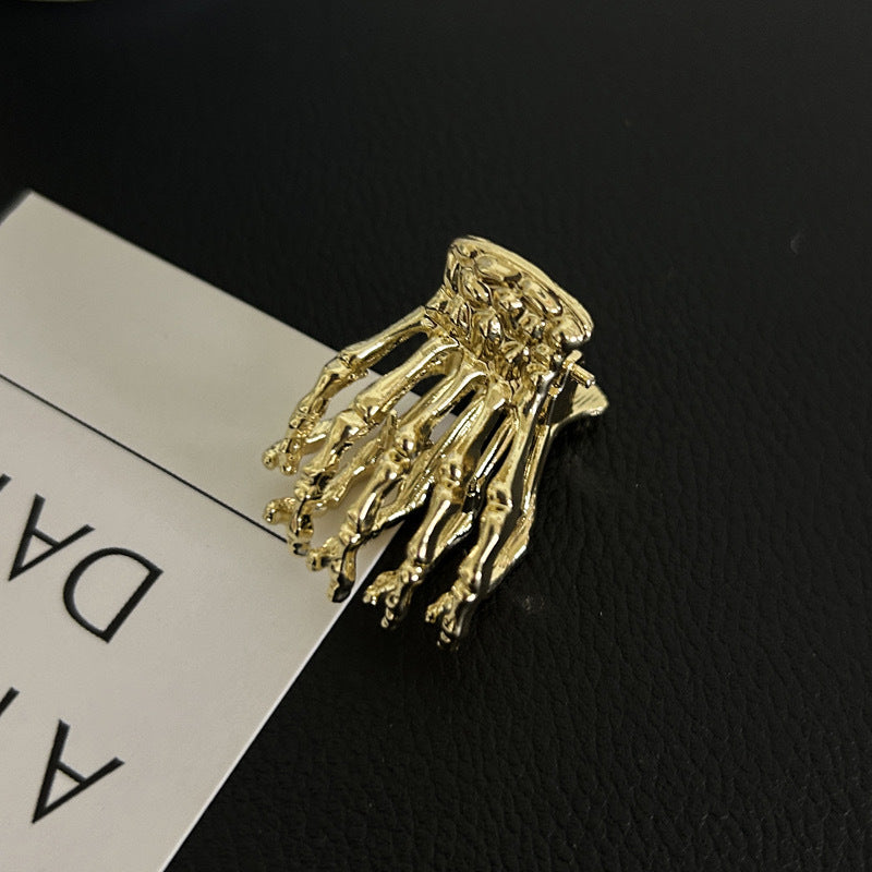 Metal Skeleton Skeleton Hand Small Jaw Clip Female Exaggerated Hair Accessory For Ponytail