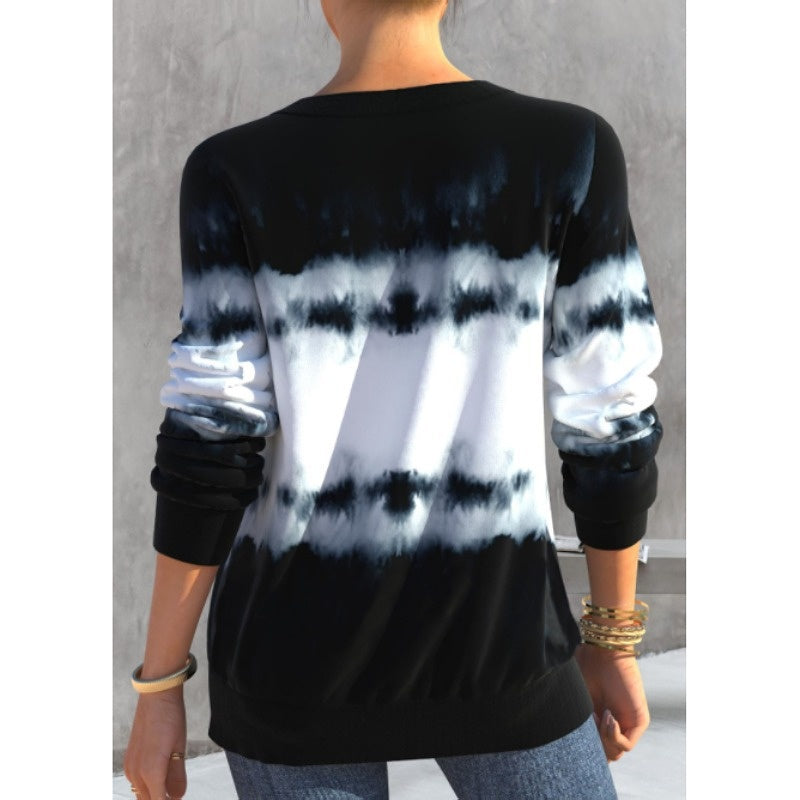 Gradient Printing Fashion Loose-fitting Long Sleeves Sweater