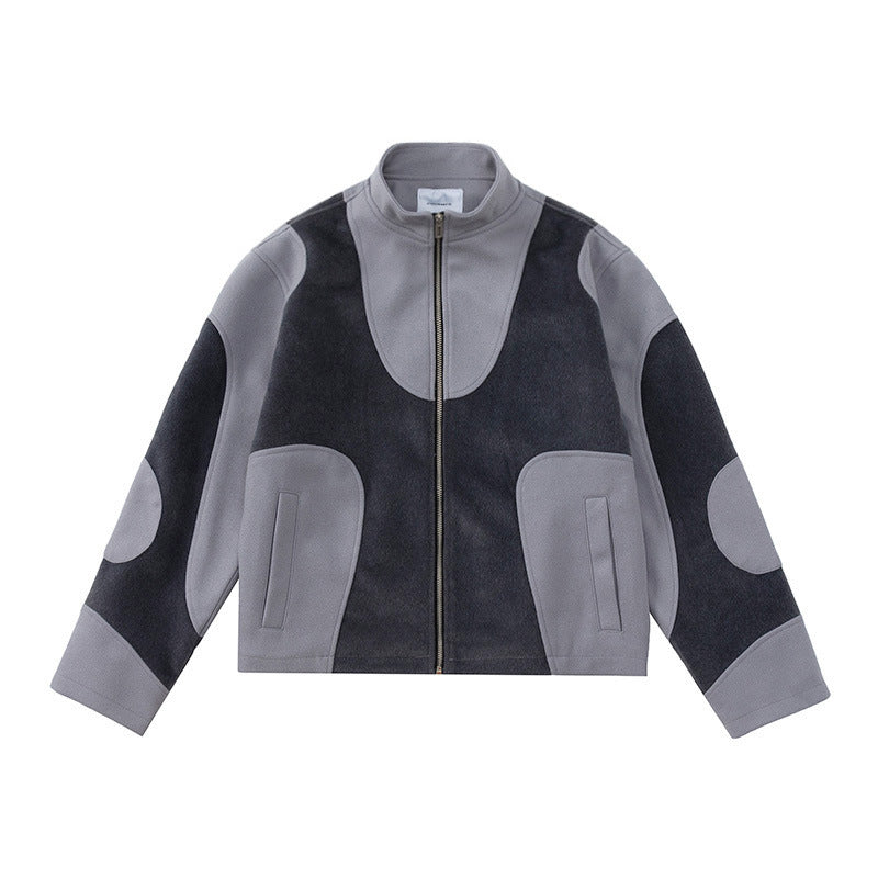 Men's Autumn And Winter Special-interest Design Woolen Patchwork Jacket Coat