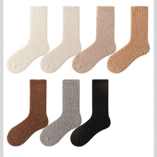 Coral Velvet Solid Color Schoolgirl Socks