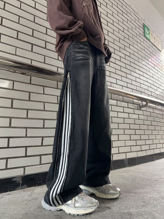 Herrejeans med tredobbelte syninger, løse