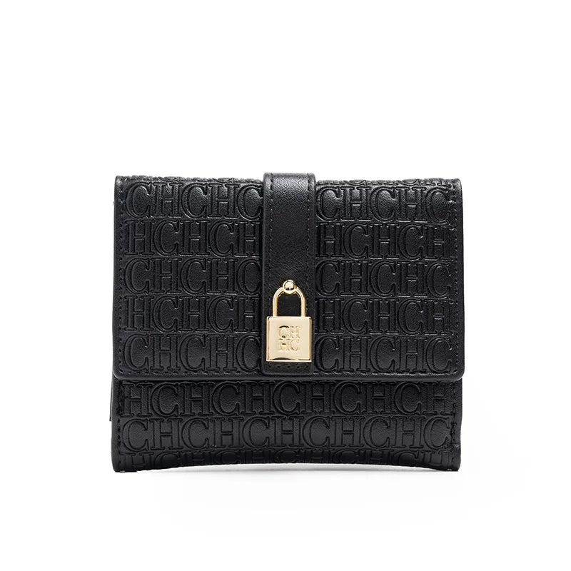 CH Simple Women'S Short Card Bag Ultra Thin Mini PU Leather Luxury Brand Fashionable Women'S Credit Card Clip Wallet