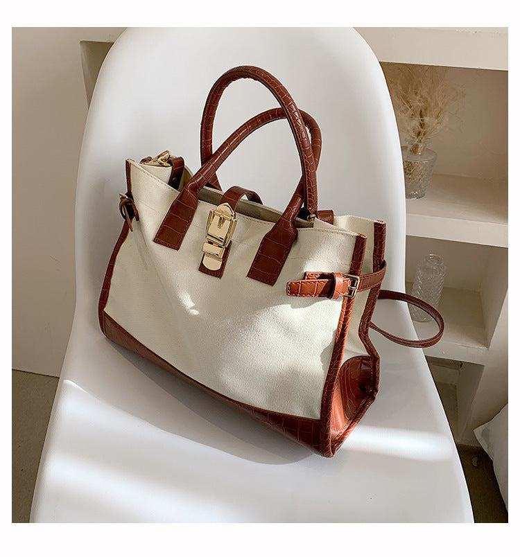 Textured Contrast Color Stylish Messenger Big Bag