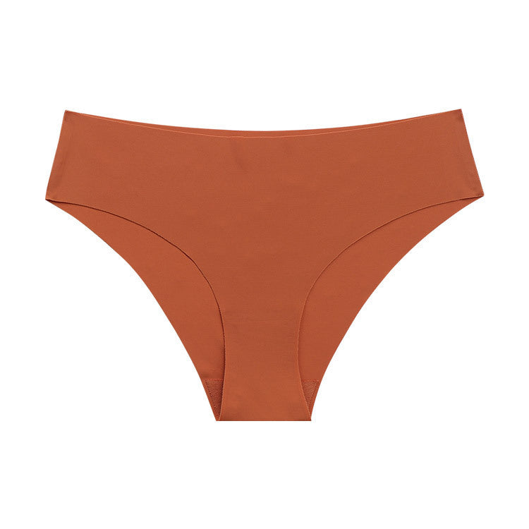 Seamless One-piece Ice Silk Ladies Low-rise Underwear Casually Cut Nude Briefs