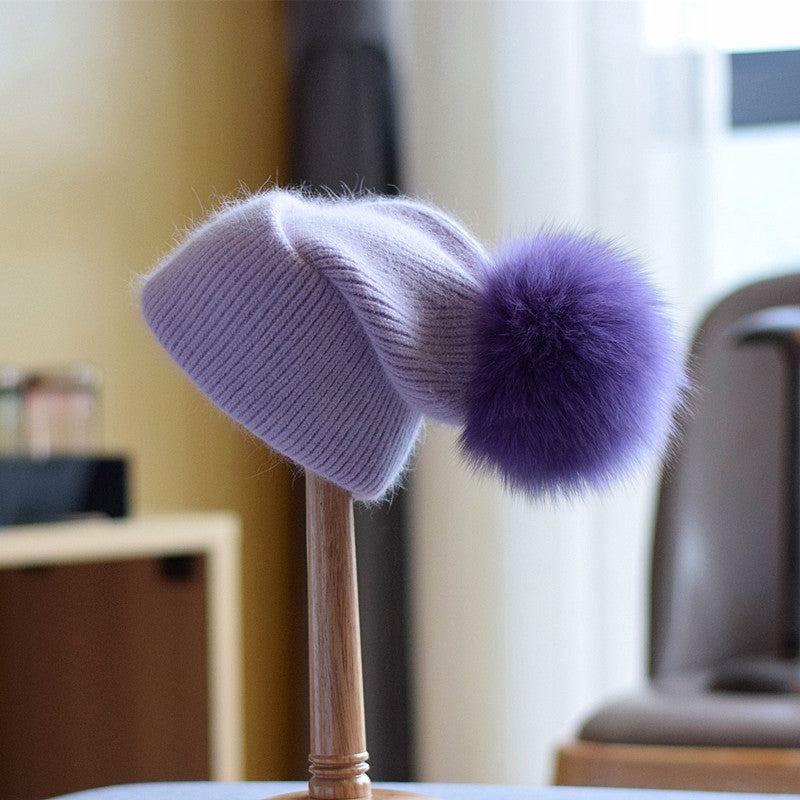 Women's Fashion Fox Fur Wool Cap