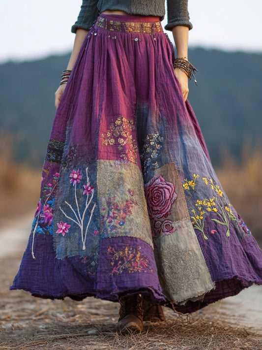 Womens Long Midi Skirt With A Classic Floral Print