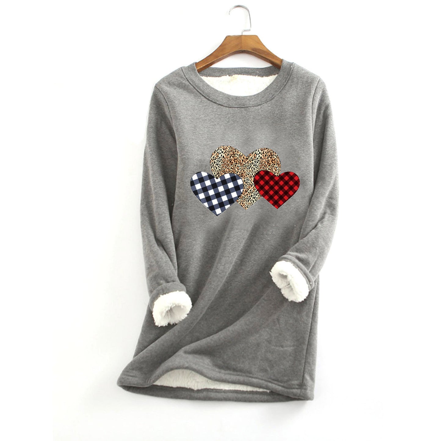 Autumn And Winter Women's Fleece-lined Women's Round Neck Sweater