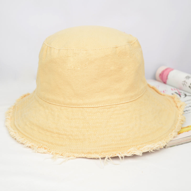 Black Sunshade Versatile Frayed Bucket Hat