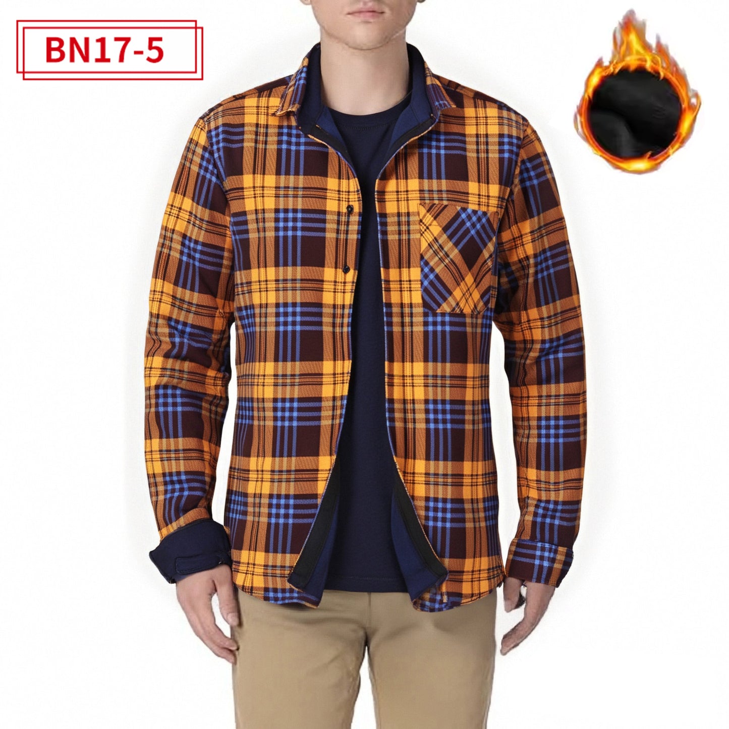 Fleece-lined Plaid Shirt For Warmth In Europe And America