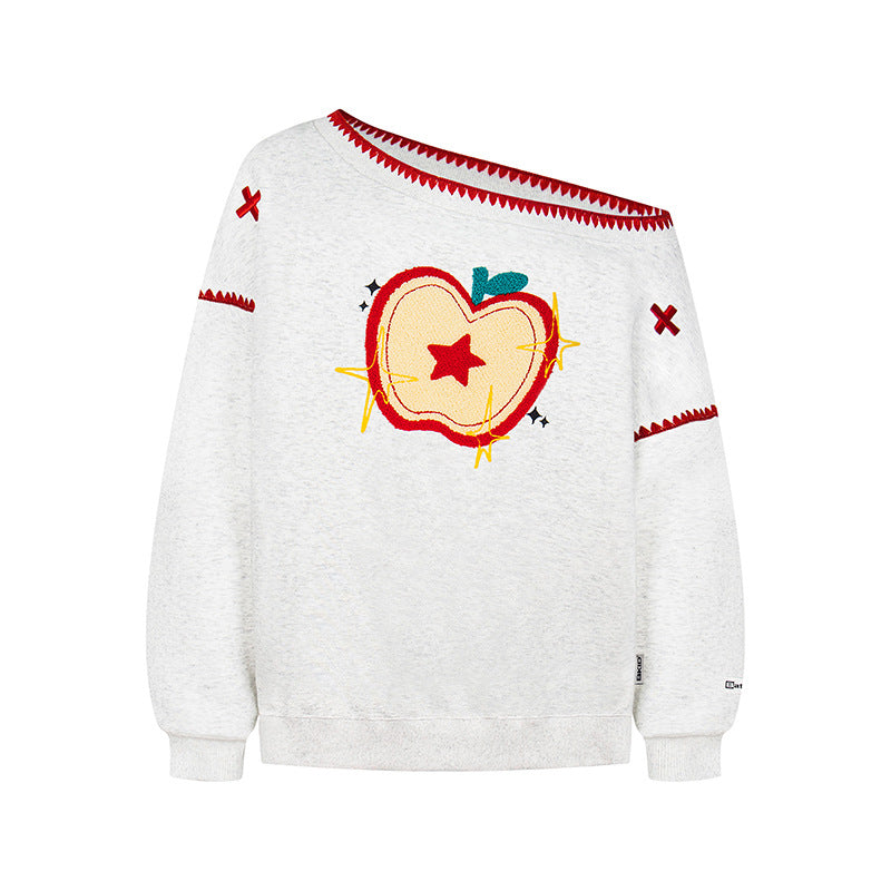 American-style High-Street Vintage New One-Shoulder Sweatshirt For Women