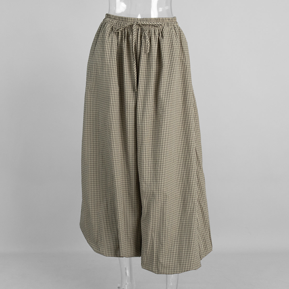 Retro Brown Plaid Wide-leg Bloomers
