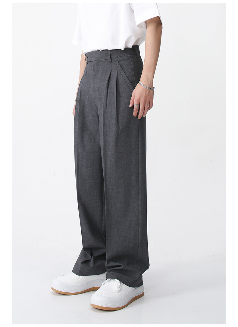 Casual Long Suit Pants With Loose Waist And Wide Legs