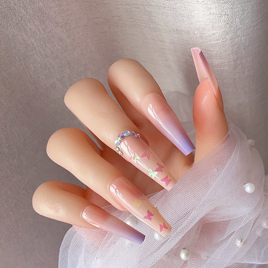 Butterfly Sequins Spot Drill Purple Removable Nail Sticker
