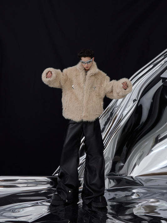 Niche Light-luxury, Faux-fur-lined Padded Coat With A Metallic Finish
