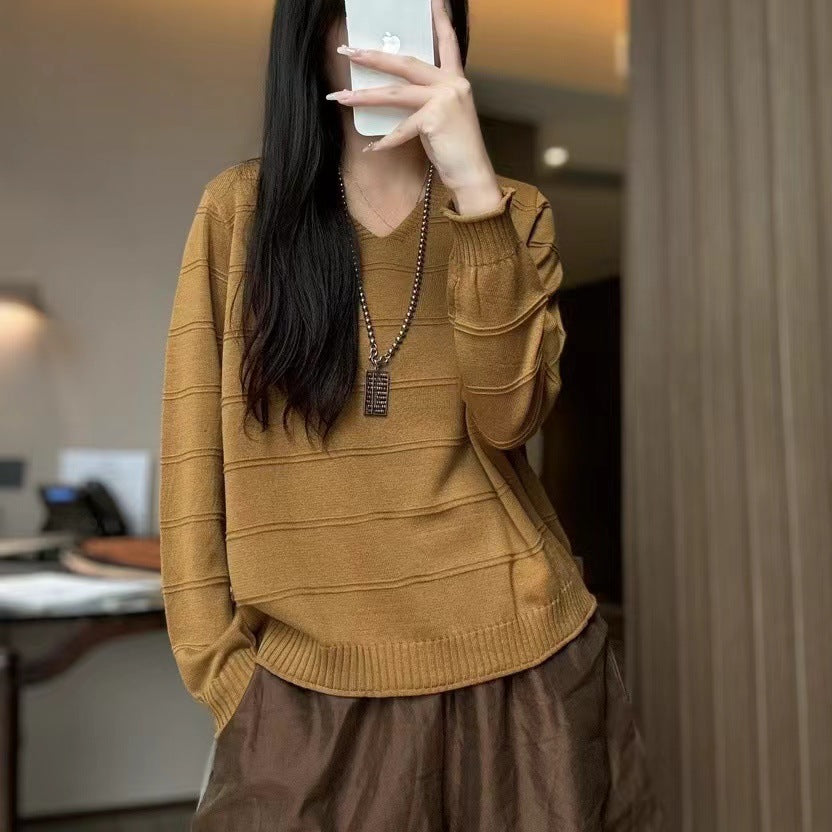 Artistic All-match V-neck Pullover Sweater