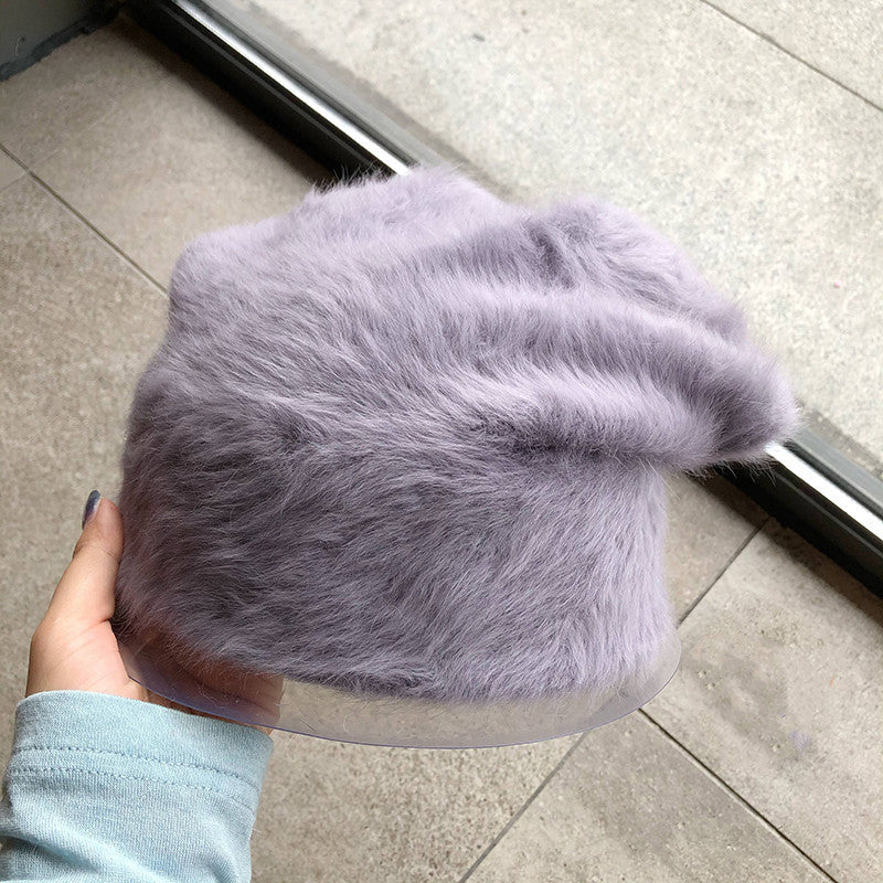 Plush Gentle Rabbit Fur Knitted Pile Heap Cap