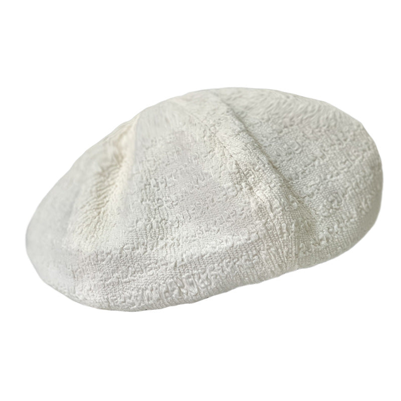 Face-looking Small Beret Children's Pleated Seersucker