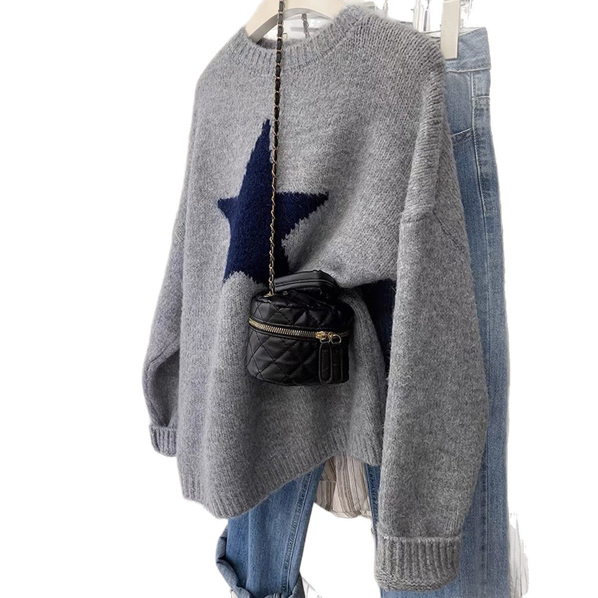Women's Crew-Neck Simple Long-Sleeve Sweater Top