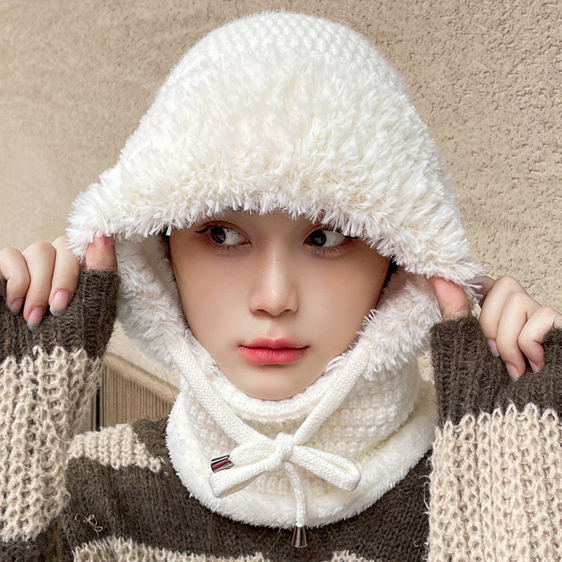 Fleece-lined Thickened Knitting Warm Neck Protection Windproof Hat
