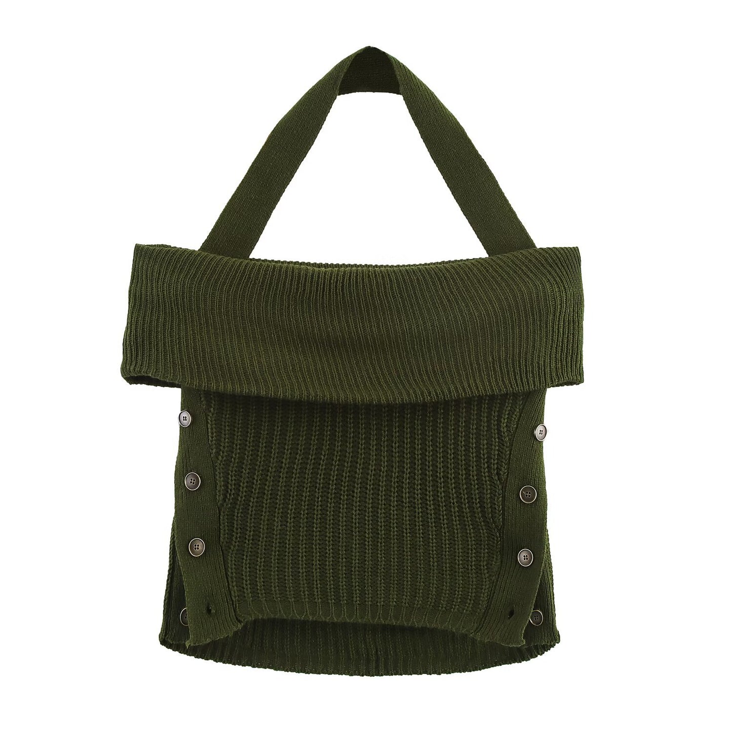 Solid Color Summer Backless Hanging Collar Knitted Sling Top