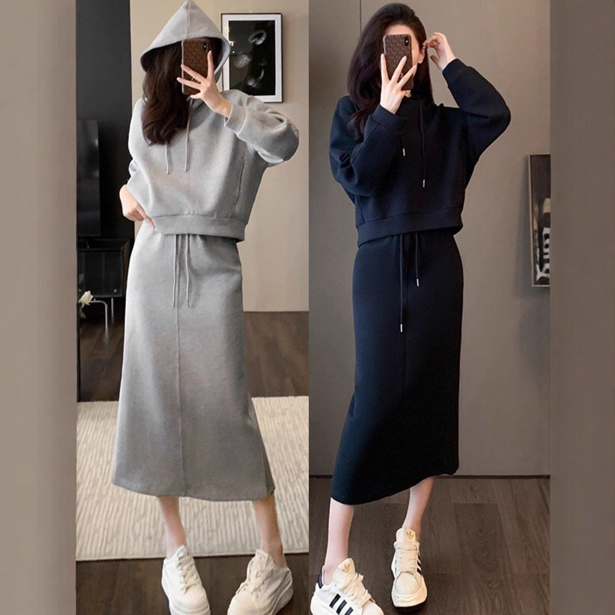 Women's Fashion Skirt Sweatshirt Set
