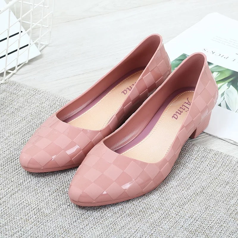 Plaid Pointed Toe Shoes Jelly Casual Shallow Mouth Korean Version
