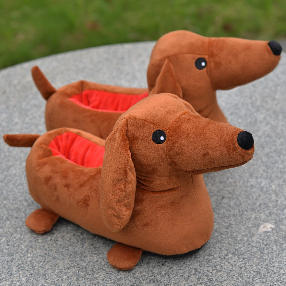 Dachshund Home Bedroom Winter Plush Slippers