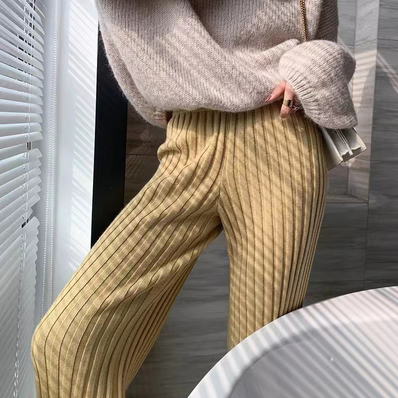 Women's Pit Strip Knitted Wide Leg Mopping Pants