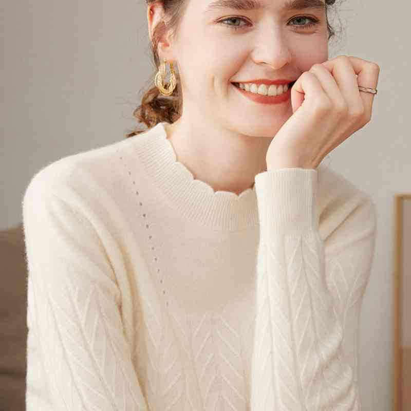 Women's Half Turtleneck Pure Cashmere Shirt Pullover Loose Sweater