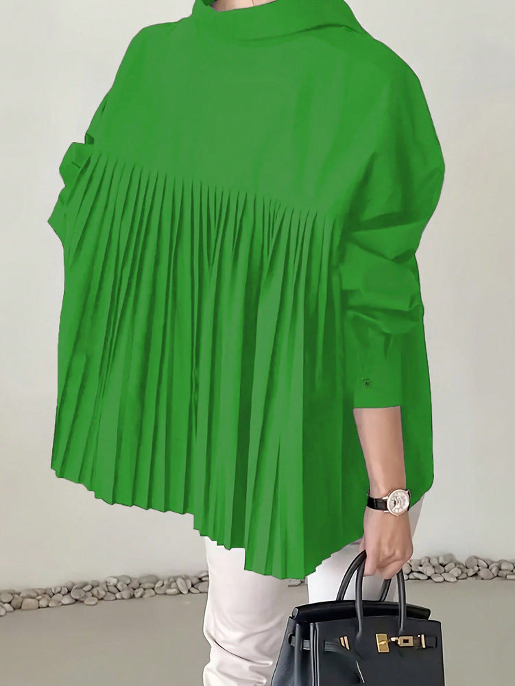 Loose Ruffled Asymmetrical Niche Blouse With Flared Hem